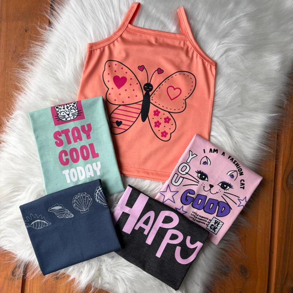 Kit 5 Regata de Alcinha Infantil Para Meninas Estilosa e Confortável
