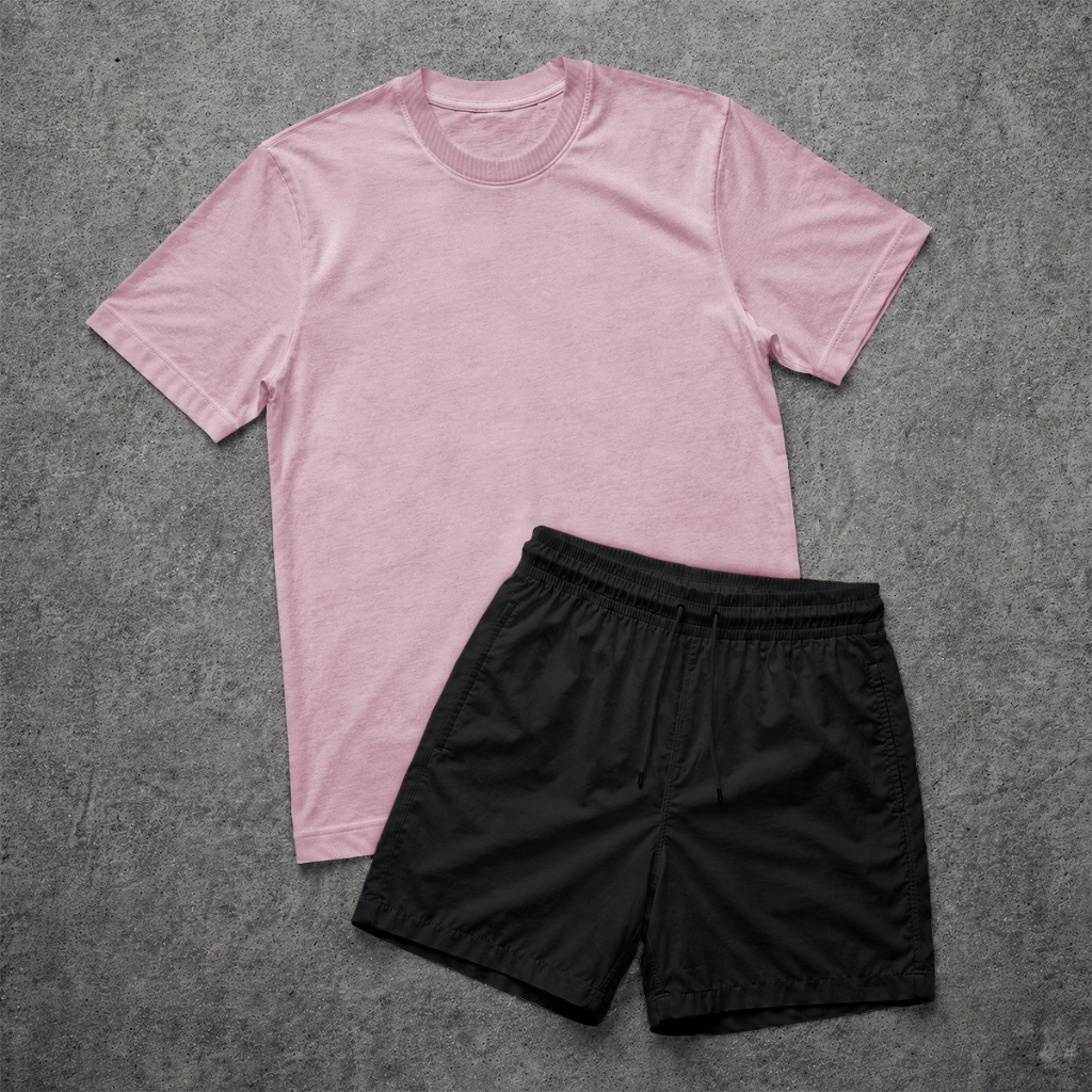 Conjunto Masculino Camiseta 100% Algodão + Short com Elastano Casual Confortável Verão