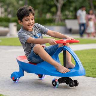 Carrinho Infantil Rolimã Gira Triciclo Roda Led Volante 360° Suporta 100kg Rosa Azul Vermelho Brinquedo Presente