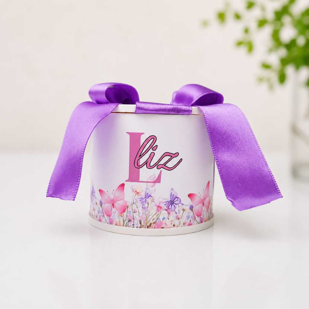 Kit Tubolatas personalizadas 5x6 JARDIM DAS BORBOLETAS com TAG - Lembrancinha de maternidade  / Chá de bebê /Aniversário