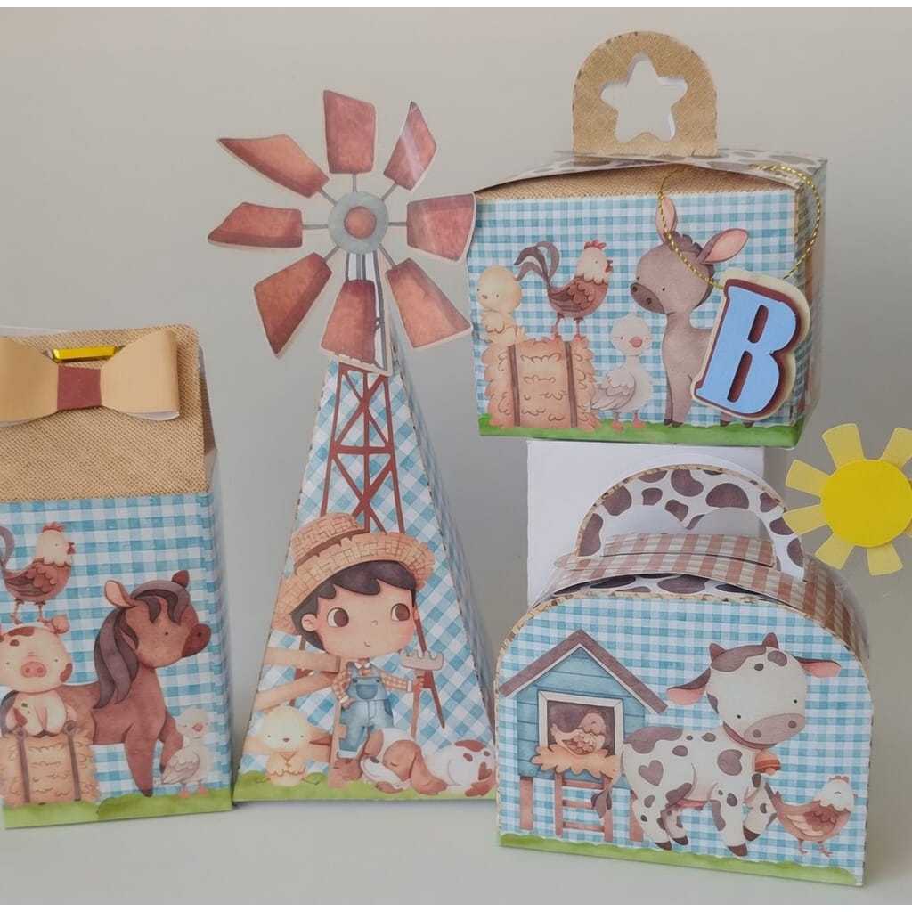 Personalizados Fazendinha Menino caixinhas lembrancinha de aniversário kit festa