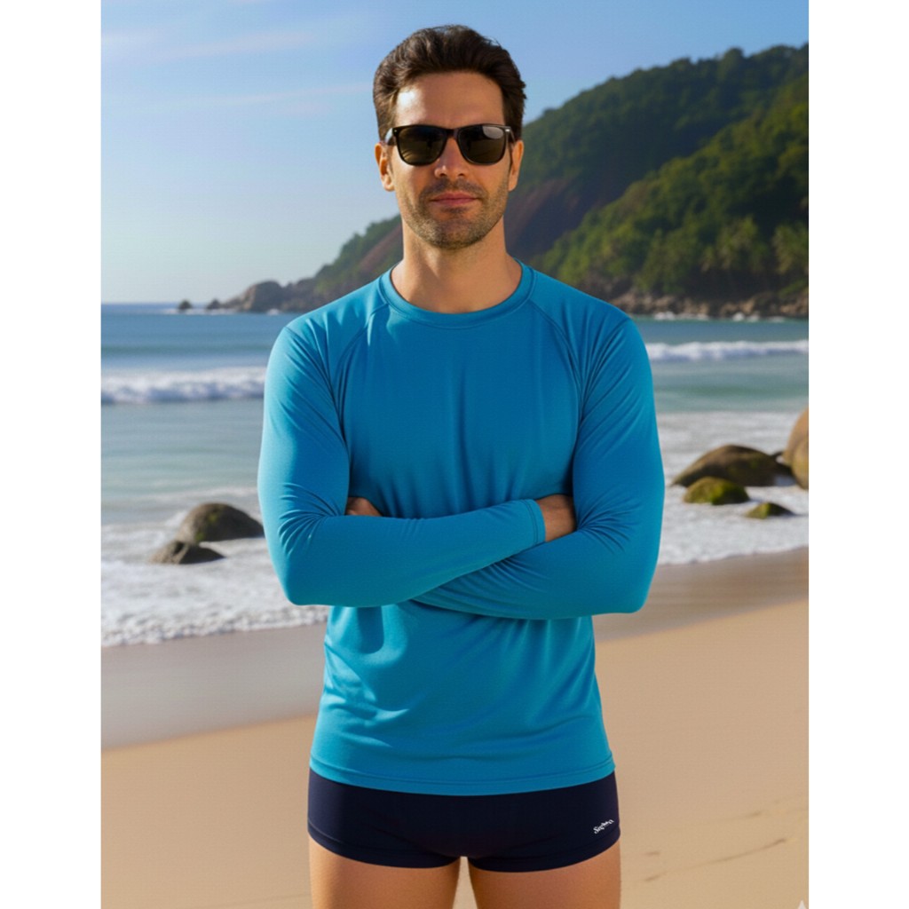 Kit Sunga Boxer Masculina Camisa Térmica Proteção Solar Comprida P ao GG Malha Fria Secagem Rápida