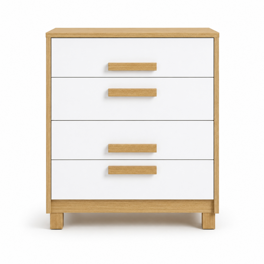 Cômoda 4 Gavetas Nature Multiuso Organizador de Roupas Quarto Casal Solteiro Closet Sala Moderna Premium DESPUMALAR