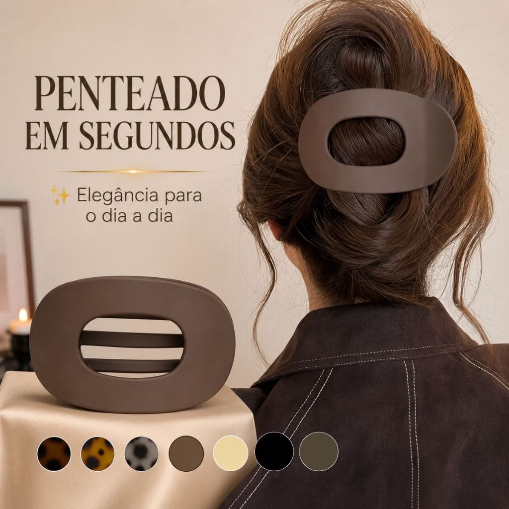 Presilha Oval Garra Coreana Prendedor de Cabelo Piranha de Cabelo Tartaruga Cores Opacas Brilho