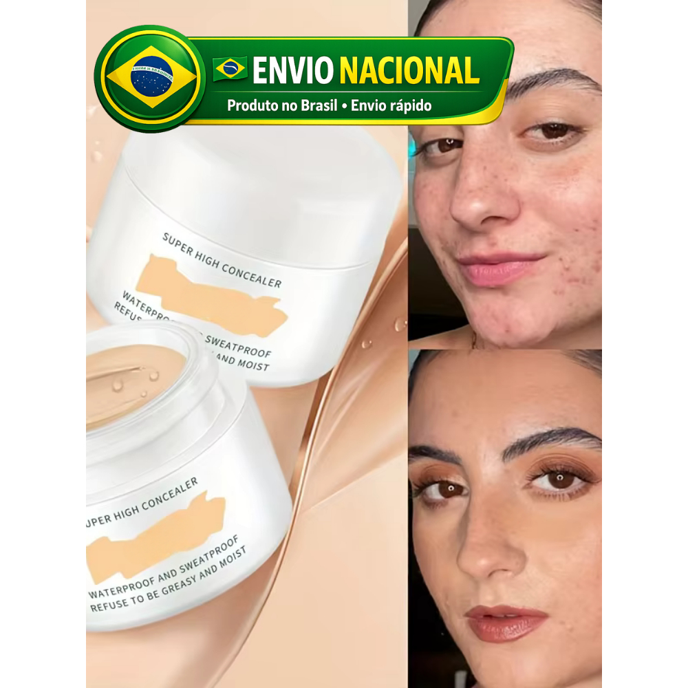 Corretivo Líquido Facial Alta Cobertura à Prova D’Água Hidratante para Olheiras Acne e Manchas
