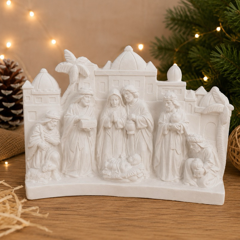 Lapinha de natal peça unica de mesa presepio 18cm altura
