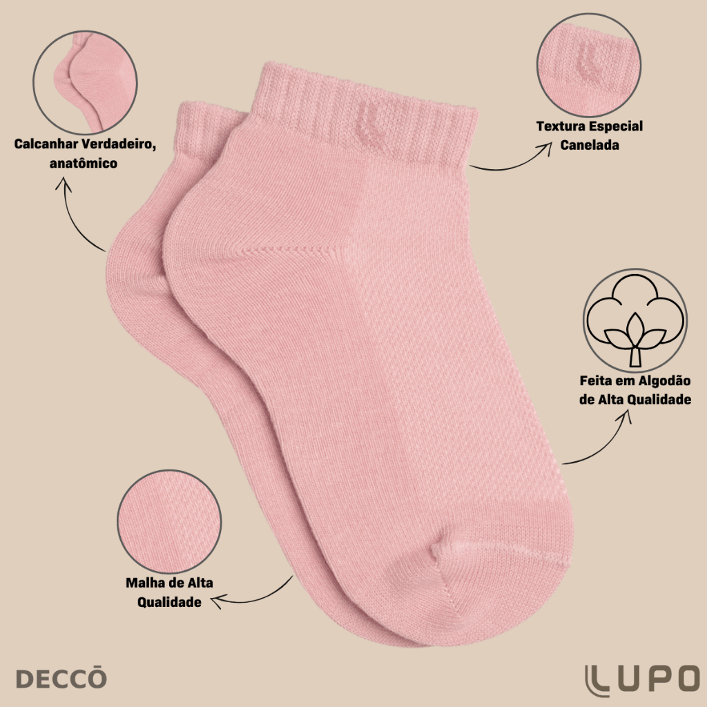 Kit De 6 Pares Meias Lupo Kids Infantil Cano Curto Algodão Tamanho 24 ao 35 · foto 2