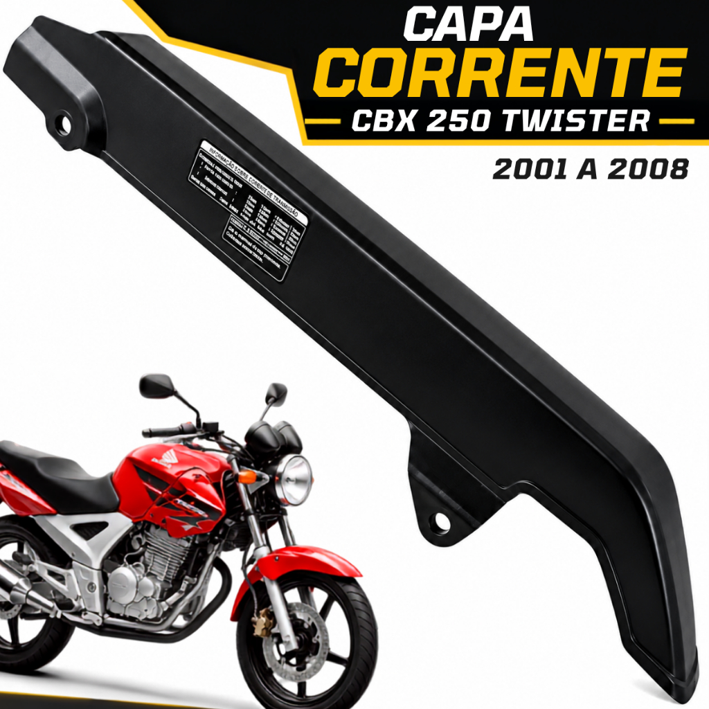 Capa Protetora Corrente Honda CBX 250 Twister 2001 A 2008 Preto