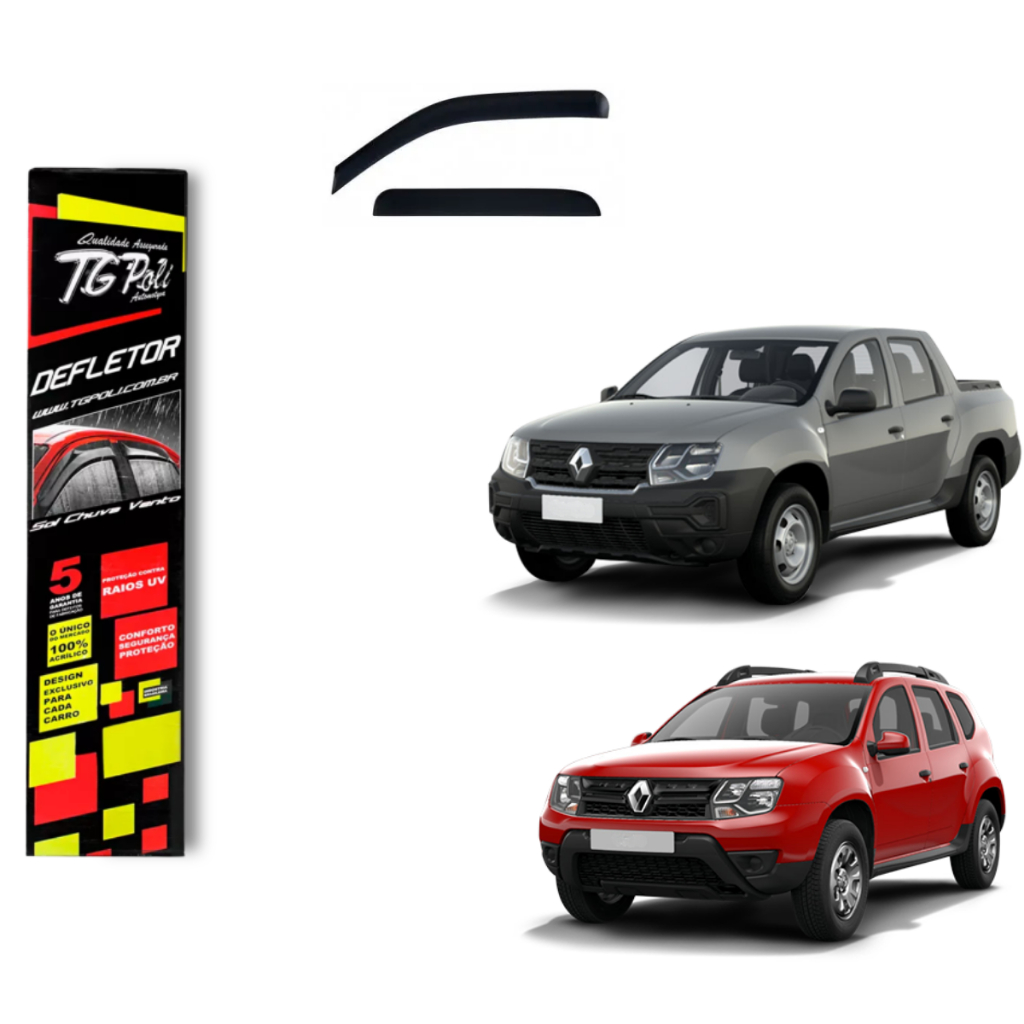 Calha de Chuva Renault Duster 2011 a 2019 e Duster Oroch 2015 a 2025 TG Poli Defletor 4 portas Fumê