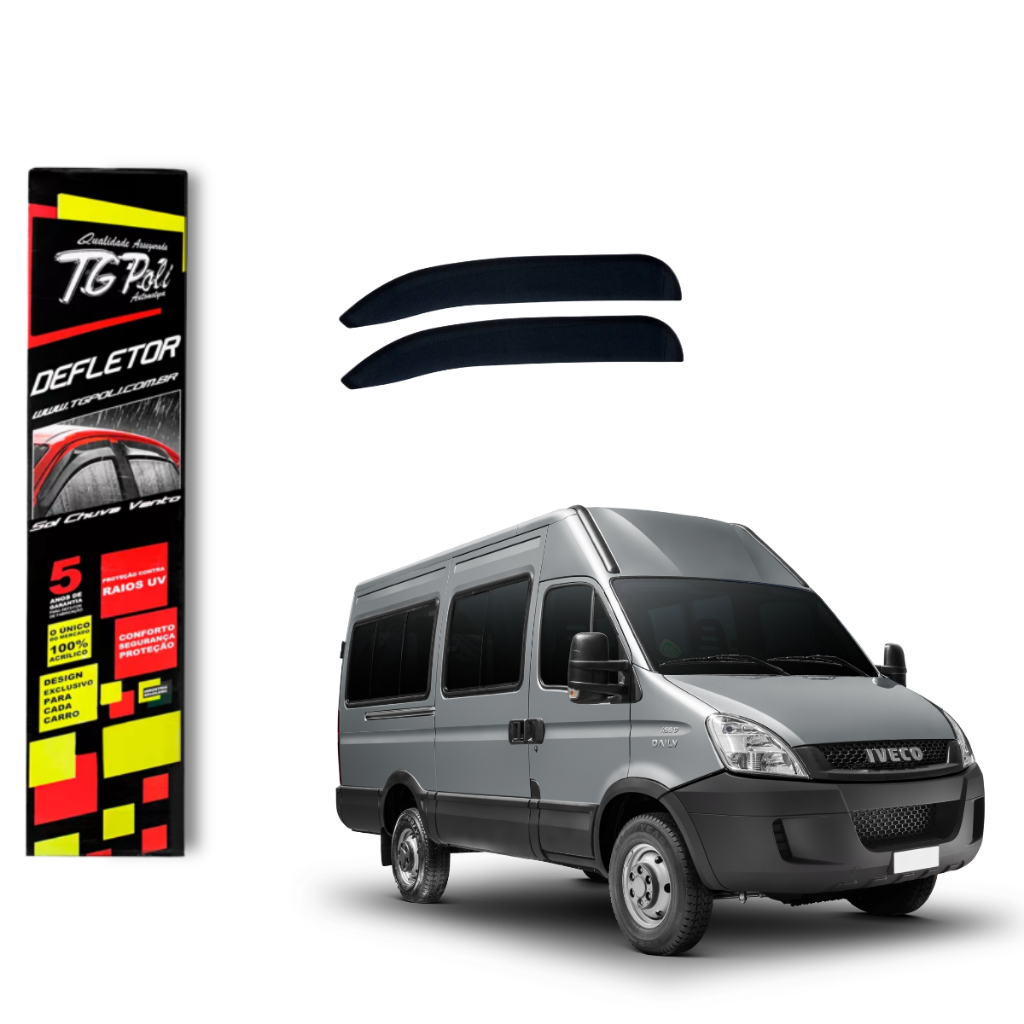 Calha de Chuva Iveco Daily 2008 a 2016 2 portas TG Poli Defletor Portas Protetor Janelas Fumê