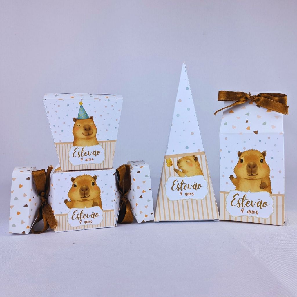 Kit 10 a 45 Caixinhas Personalizadas Lembrancinhas Capivara Para Festa Aniversario Festinha