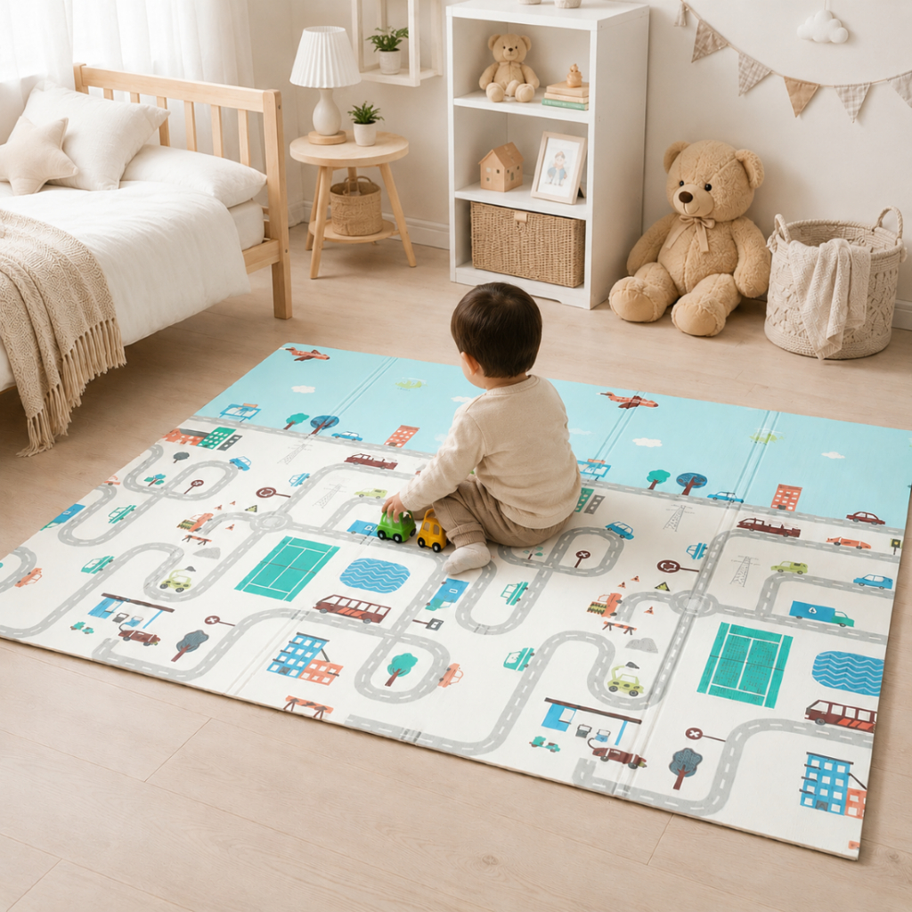 Tapete Infantil Dobrável Térmico Dupla Face 2m x 1,5m Antiderrapante Impermeável 8mm espessura