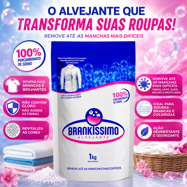 Percarbonato De Sódio Puro 100% Tira Manchas Roupas Brancas E Coloridas Limpeza