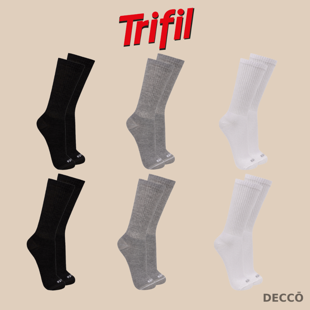 Kit com 6 Pares de Meias Modelo Cano Longo Trifil Sport Lisa Básica Calcanhar Verdadeiro Esportiva