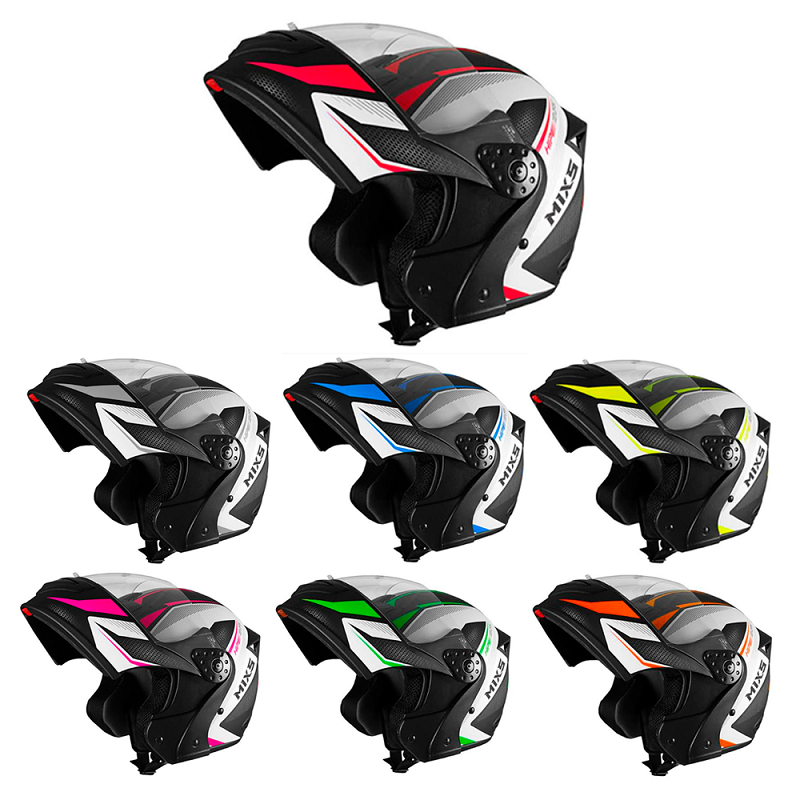 Capacete Mixs Gladiator Neo Brilhante Fosco / Carbon x Brilhante Escamoteavel Articulado Robocop Motoqueiro Motociclista