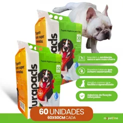 Kit 2 Tapete Higiênico Durapads 60x60cm - 30 Unidades