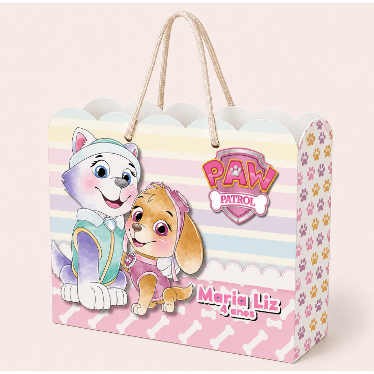 Sacolinha Personalizada Festa Infantil 20x15cm Nuvem Lembrancinha Estilo Patrulha Canina