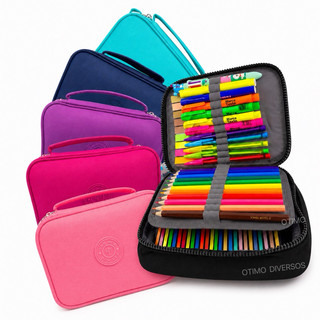 Estojo De Lápis Escolar Juvenil Box Jumbo Nylon Táctico Grande Com Divisória