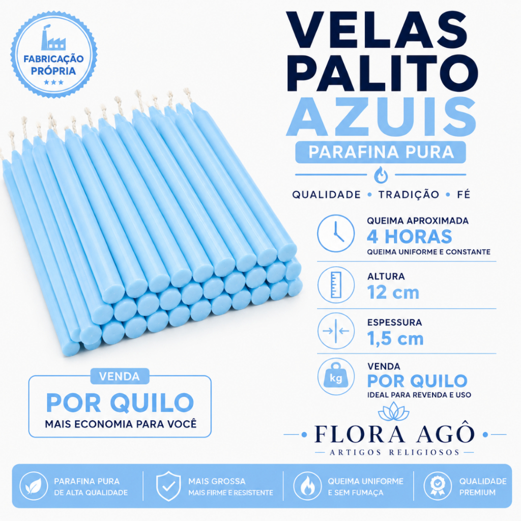 Vela Palito Azul Claro 20g Vendida Por Kg 1kg 2kg 3kg 4kg 5kg Alta Qualidade