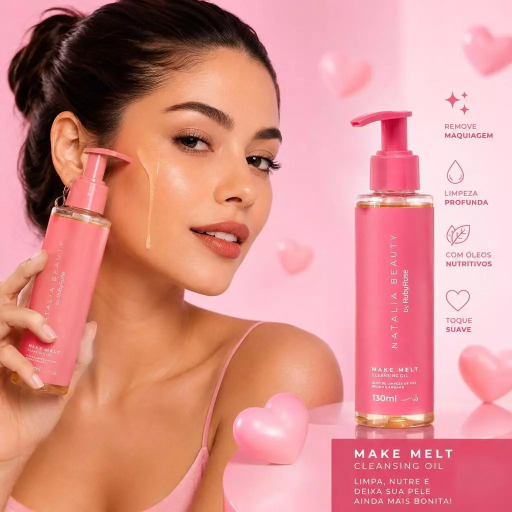 Ruby Rose Cleansing Oil Facial Make Melt Natalia Beauty 130ml Óleo Demaquilante Skincare