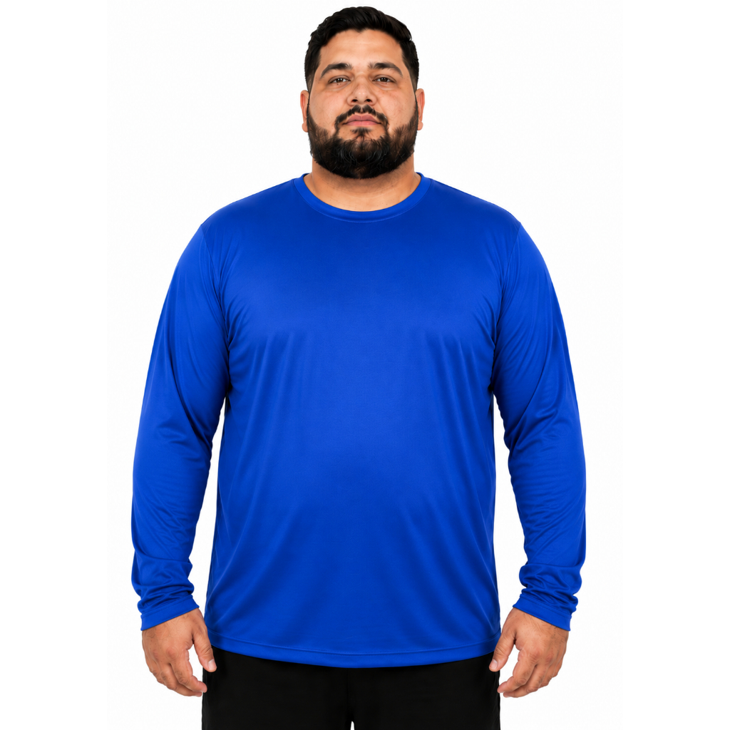 Camiseta Masculina Manga Longa Poliéster Kit 3 ou 5 Peças Plus Size G1 G2 G3 Cores Sortidas Envio Rápido