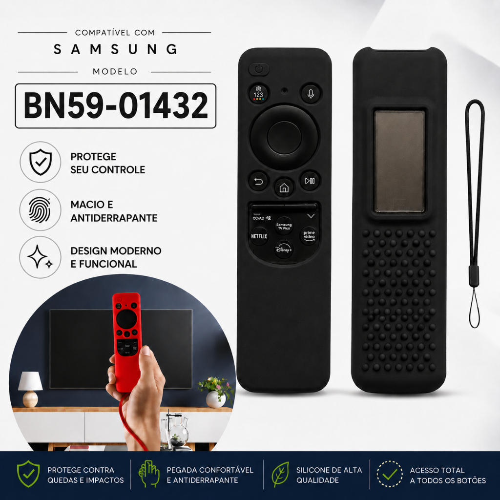 Kit Capa De Controle Remoto Silicone Para TV Samsung Solar BN59-01432A Solarcell