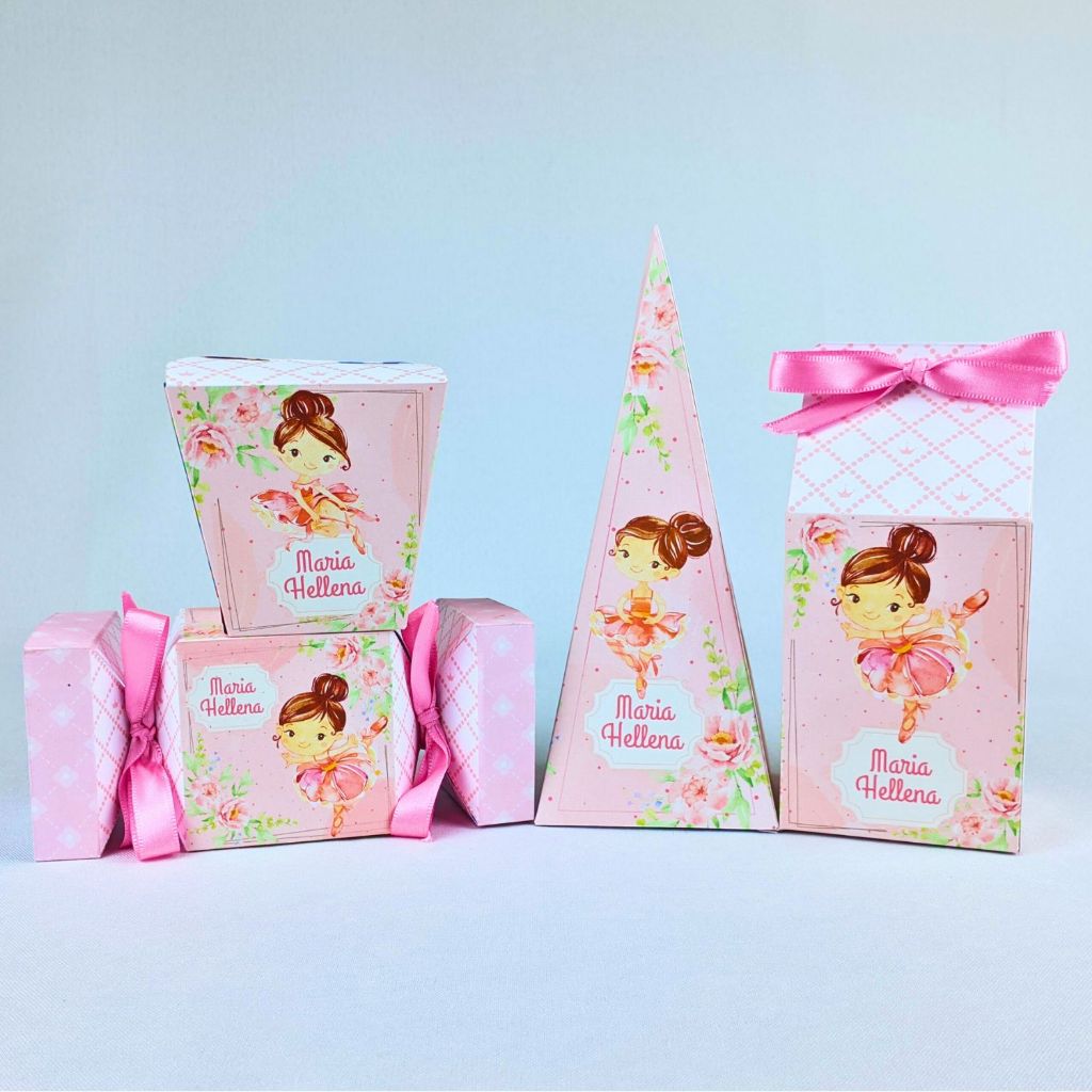 Kit 10 a 45 Caixinhas Bailarina 1 Personalizado Lembrancinhas Para Festa Aniversario Festinha Lembranca