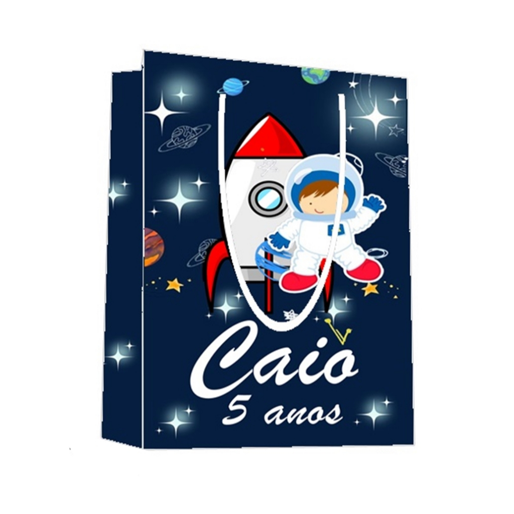 Sacolinha Astronauta Personalizada para Aniversário/ Lembrancinha Festa Infantil / Qualquer nome e idade