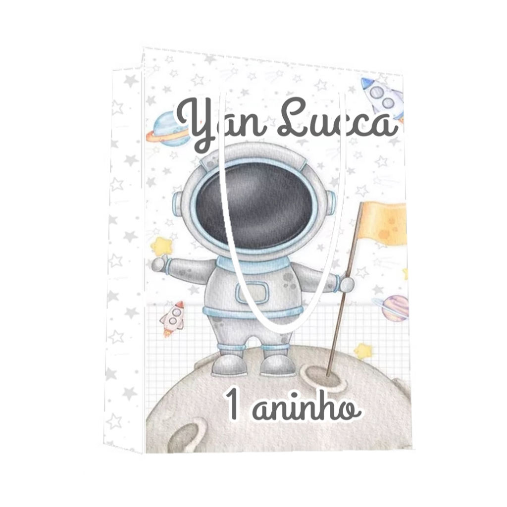 Sacolinha Astronauta Personalizada para Aniversário/ Lembrancinha Festa Infantil / Qualquer nome e idade
