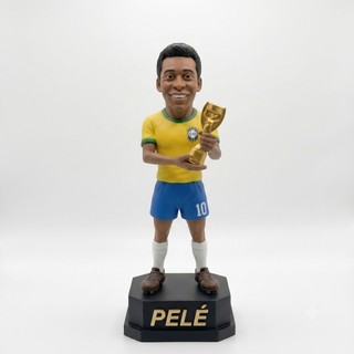 Boneco Colecionável PELÉ Rei do Futebol Lenda do Futebol Brasileiro Miniatura Estatueta Colecionável 15cm