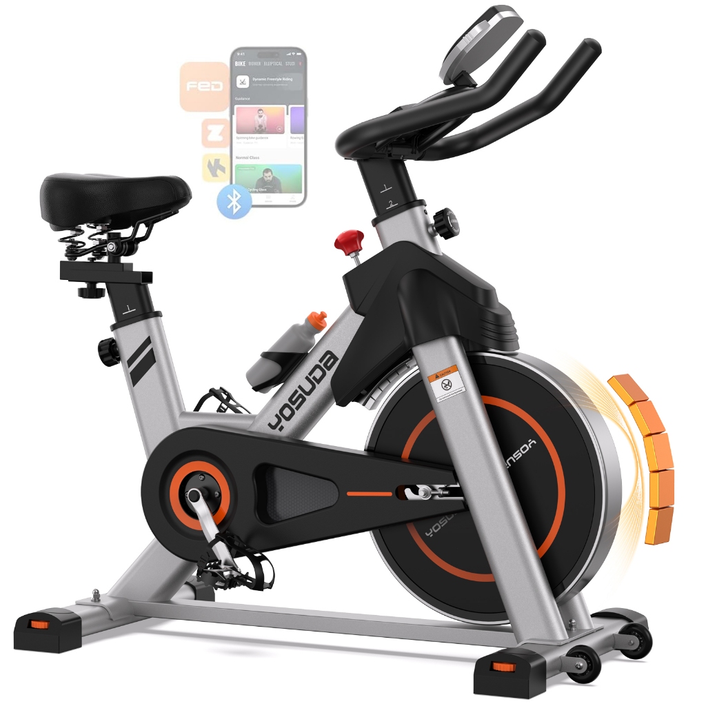 FED Bicicleta Ergométrica Spinning 18KG Volante Inércia Bluetooth APP Fitness Silenciosa 150KG