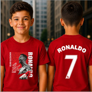 Camiseta Infantil Juvenil Algodão Leve e Confortável Dia a Dia Cristiano Ronaldo CR7 Envio Imediato