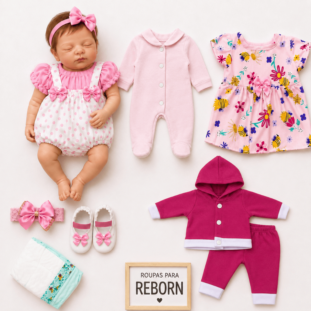 Kit Roupas Boneca Bebê Reborn 10 Peças Veste de 45 a 50cm Mamãe Reborn Peças Sor