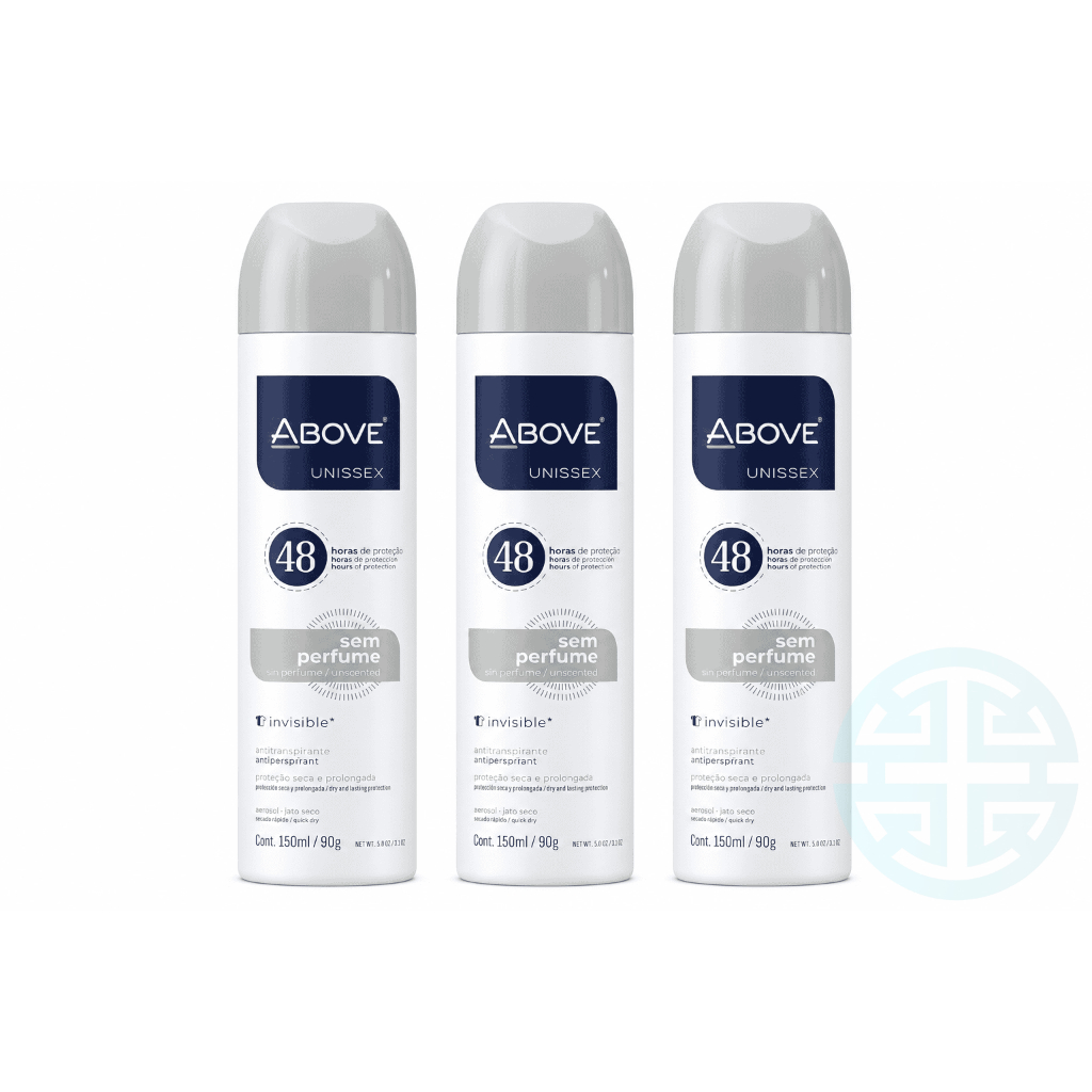 Kit 03un Desodorante Aerosol Above Unissex Sem Perfume 150ml