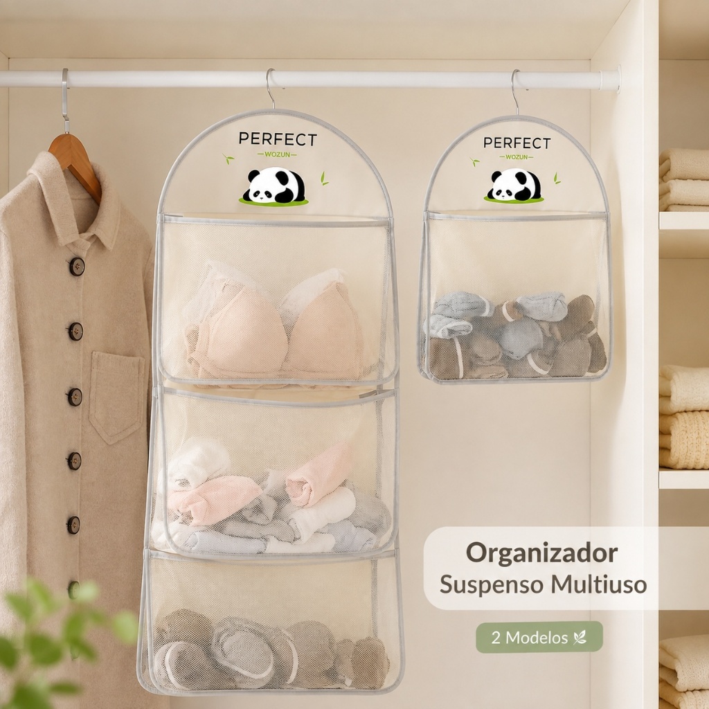 Saco Organizador Bolsa De Malha Para Armazenamento De Roupas Íntimas Suspensas