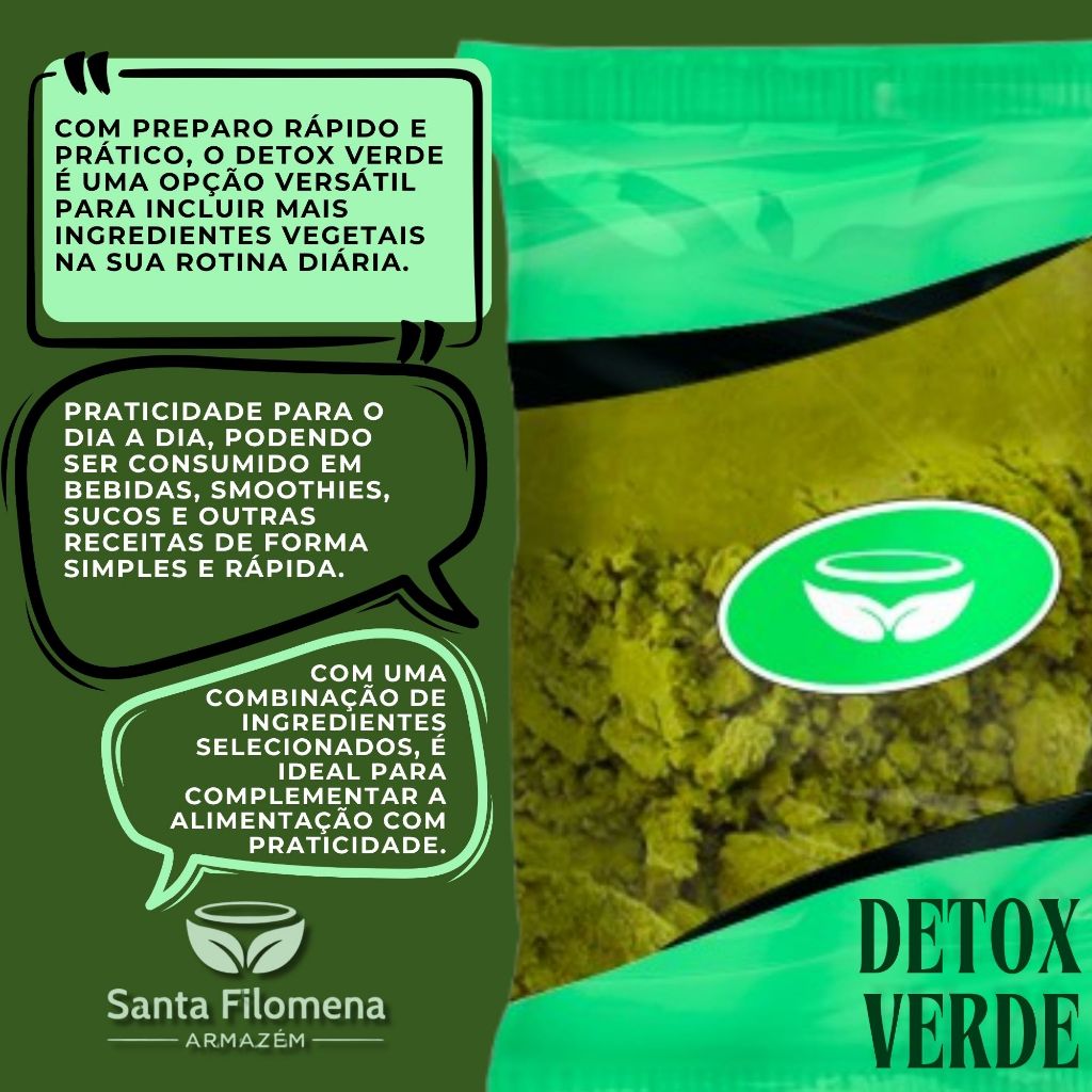 Detox Verde: Mix de ingredientes selecionados, ideal para complementar bebidas e receitas com praticidade e sabor.