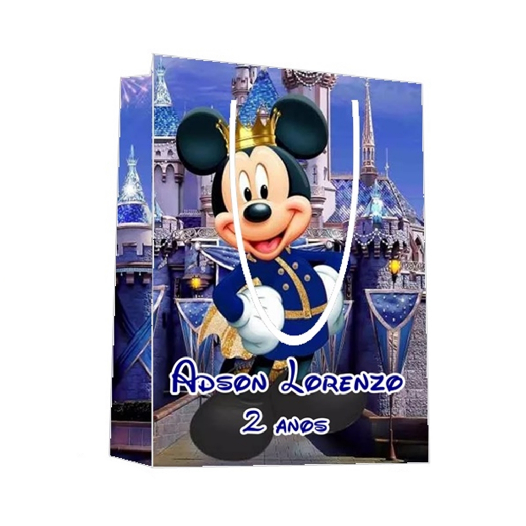 Sacolinha Mickey Realeza Personalizada para Aniversário/ Lembrancinha Festa Infantil / Qualquer nome e idade