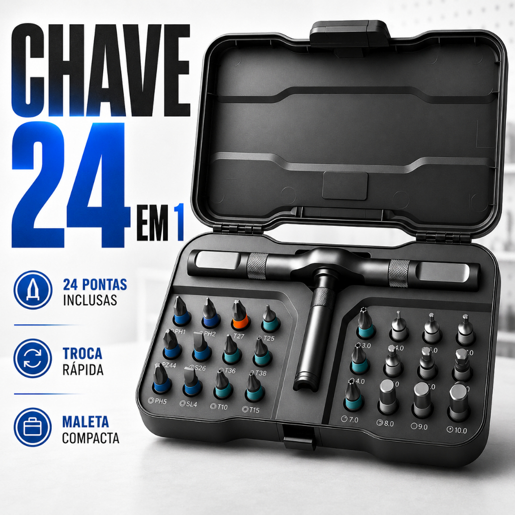 Kit Chave de Fenda Catraca Magnética 24 em 1 com Bits de Precisão Aço S2 para Eletrônicos e Reparos  Shopee Brasil