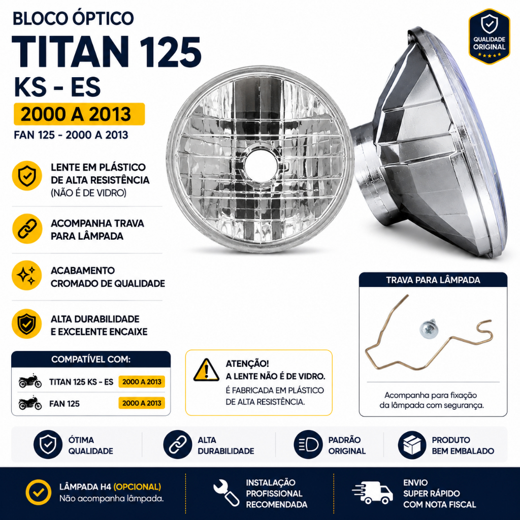 Bloco Óptico Titan KS-ES 125 Fan 125 Ano 2000 a 2013