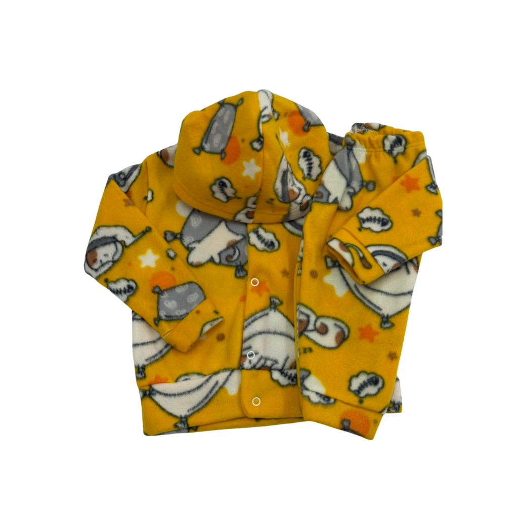 Conjunto Infantil Soft com Capuz Ursinho Unissex Quentinho Tamanhos P, M e G
