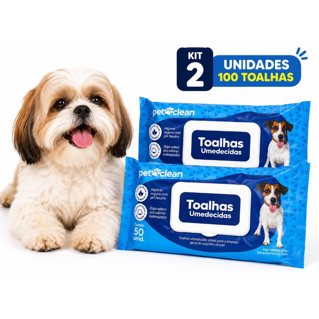 kit 2 ou 3 Lenços Umedecidos Pet clean Limpeza Geral Do Corpinho do Pet.