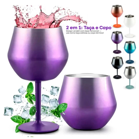 Taça De Gyn 2 Em 1 coquetel/vinho feita de aço inoxidável 304.