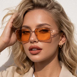Oculos de Sol Laranja Quadrado Premium Exclusivo Original Tendencia Retro uv400 Masculino Feminino