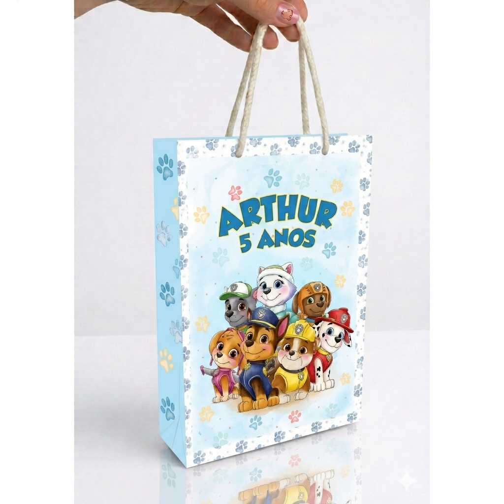 Sacolinha Personalizada  Patrulha Canina Aquarela