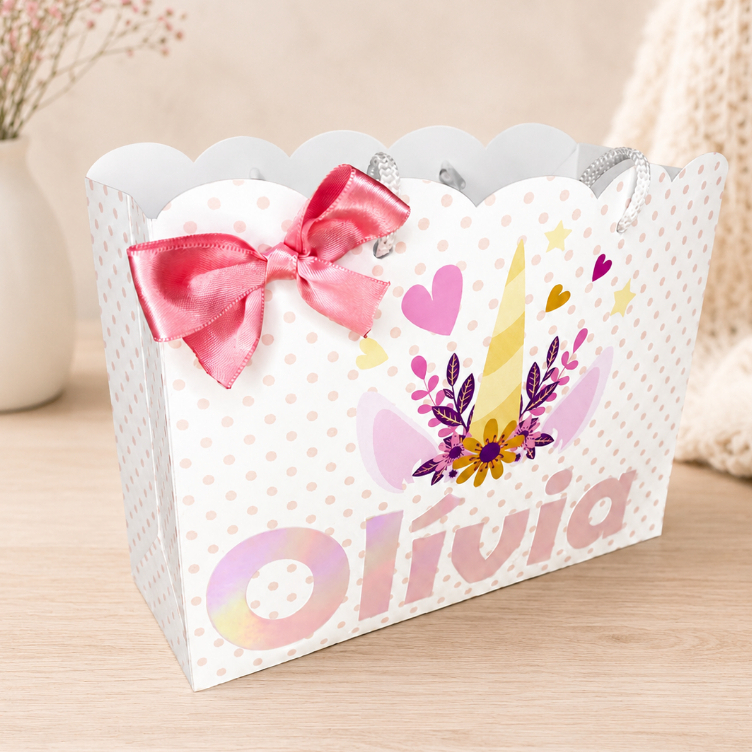 Sacolinha Surpresa Unicórnio Personalizada | Lembrancinha Aniversário Infantil
