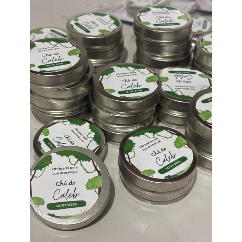 Kit 10 Mini Velas Aromáticas em Lata 20g Personalizadas | Lembrancinha Artesanal para Casamento, Aniversário e Eventos