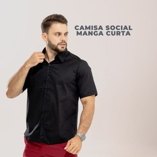 Camisa Social Manga Curta Linho Algodão Flamê  Elegante Confortável Masculina Verão Estilo