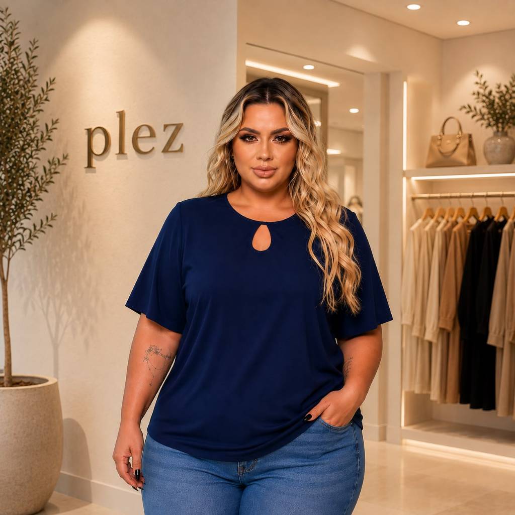 Blusas moda pluz size básicas G1 G2 G3 G4 leve confortável mangas soltas promoção gola redonda verão