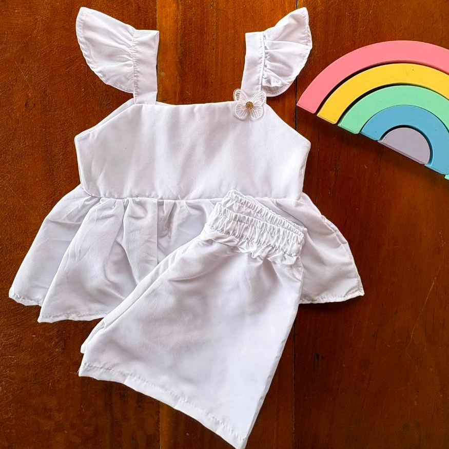 NOVIDADE (1 a 2 anos) Conjunto short Infantil - Blusa e Short - Estampas Variadas