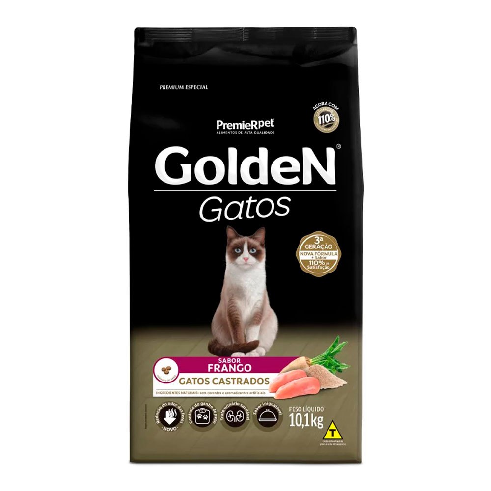 Ração Golden Gatos Adultos Castrados Sabor Frango 10,1kg · foto 2